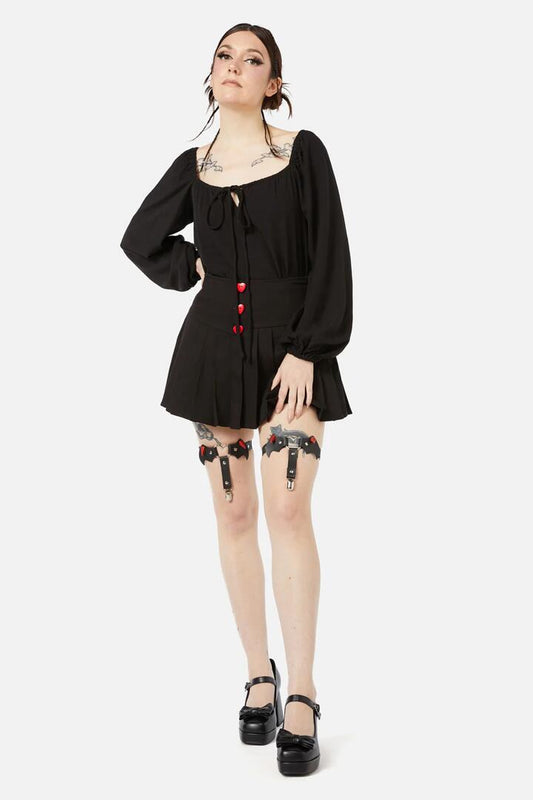Image of Lingerie. Productname: Little Devil Garter Set in Black colour by brand - Dangerfield