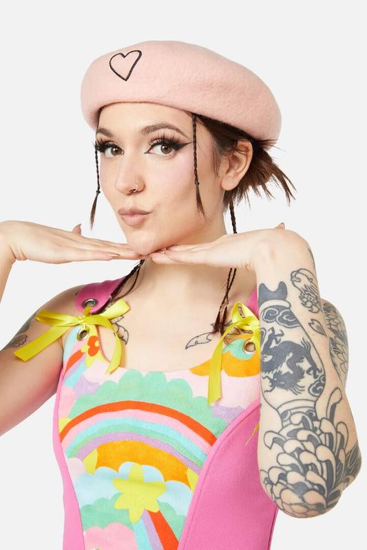 Image of Hats. Productname: Heart Beret in Pink colour by brand - Dangerfield