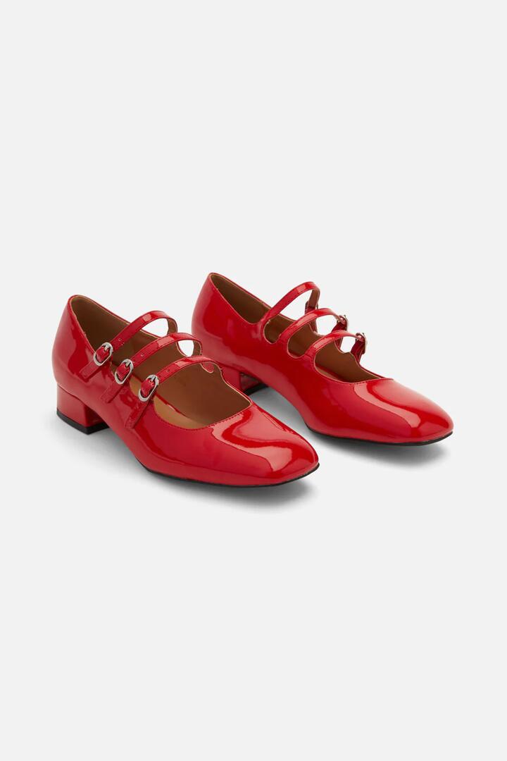 Image of Flats. Productname: Red Strappy Mary Jane in Red colour by brand - Princess Highway