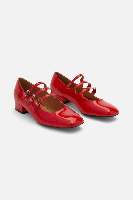 Image of Flats. Productname: Red Strappy Mary Jane in Red colour by brand - Princess Highway