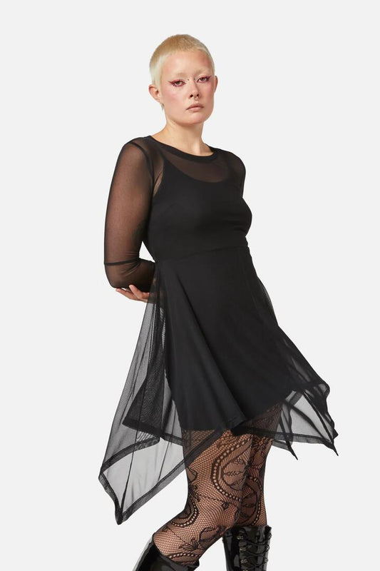 Image of a model wearing Dress. Productname: Fern Mesh Dress in Black colour by brand - Black Friday
