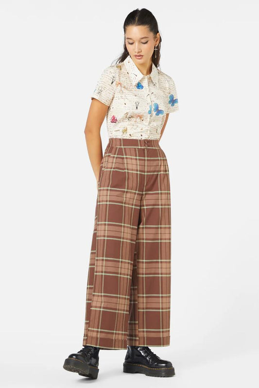 Image of a model wearing Pants. Productname: Trinkets Pant in Brown colour by brand - Black Friday