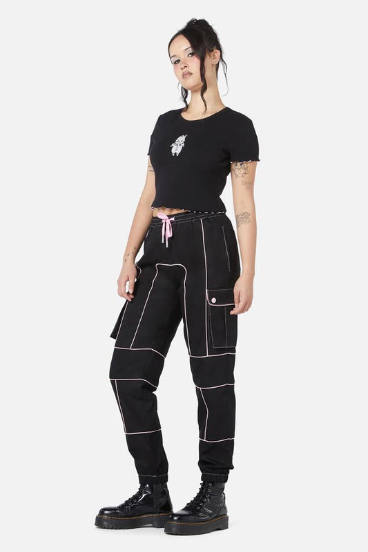 Image of a model wearing Tops. Productname: Bebe Baby Tee in Black colour by brand - Dangerfield