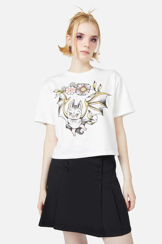 Image of a model wearing Tops. Productname: Fly Away Tee in Vintage White colour by brand - Black Friday