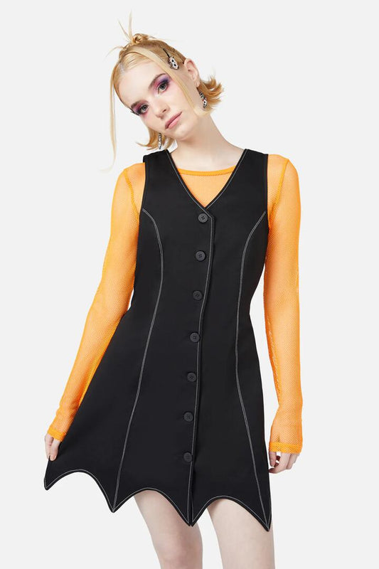 Image of a model wearing Dress. Productname: Verona Pinny in Black colour by brand - Black Friday