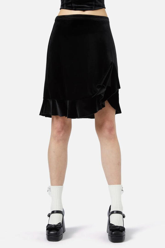 Image of a model wearing Skirts. Productname: Back To Black Skirt in Black colour by brand - Dangerfield