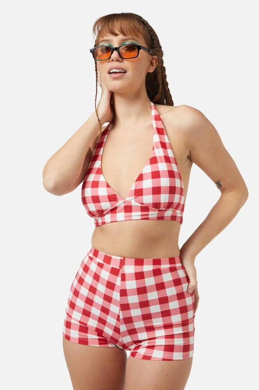 Image of Swimwear. Productname: Jam Gingham Bikini Top in Red/White colour by brand - Dangerfield