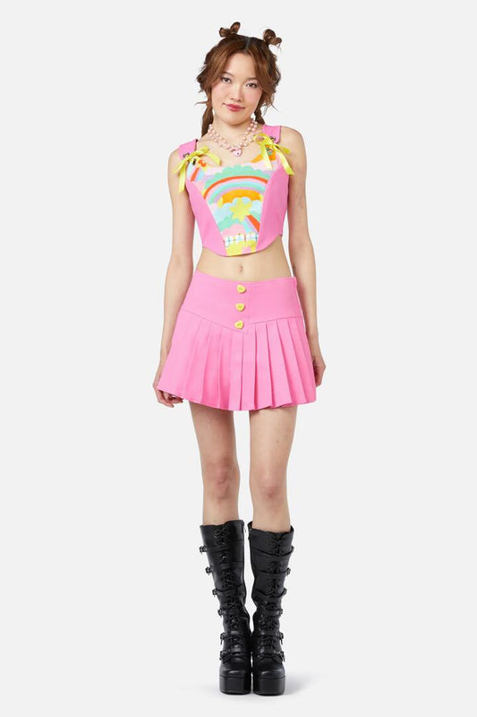 Image of a model wearing Skirts. Productname: Career X Skort in Hot Pink colour by brand - Dangerfield