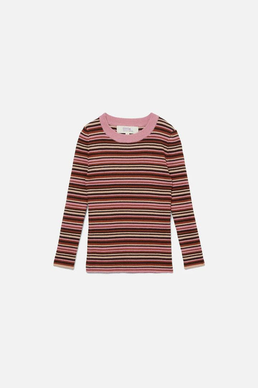 Image of a model wearing Tops. Productname: Lucy Stripe Kids Knit in Stripe colour by brand - Princess Highway Kids