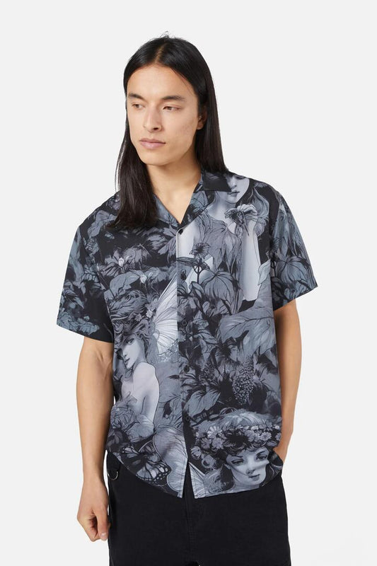 Image of a model wearing Tops. Productname: Nymph SS Shirt in Grey colour by brand - Black Friday