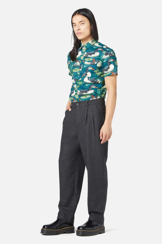 Image of a model wearing Pants. Productname: Mallard Pant in Grey colour by brand - Dangerfield