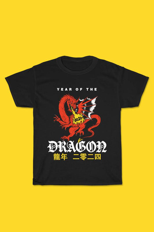Image of a model wearing Tops. Productname: Year Of The Dragon in Black colour by brand - Pulp Kitchen