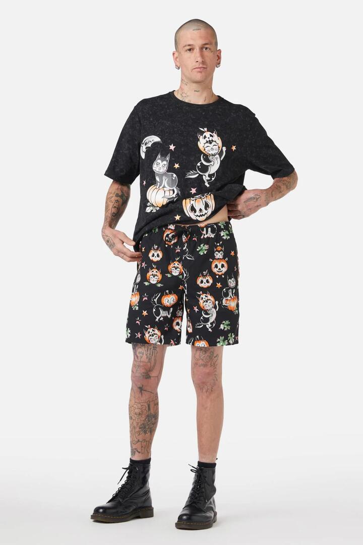 Image of a model wearing Shorts. Productname: Pumpkin Patch Trunk in Black colour by brand - Black Friday
