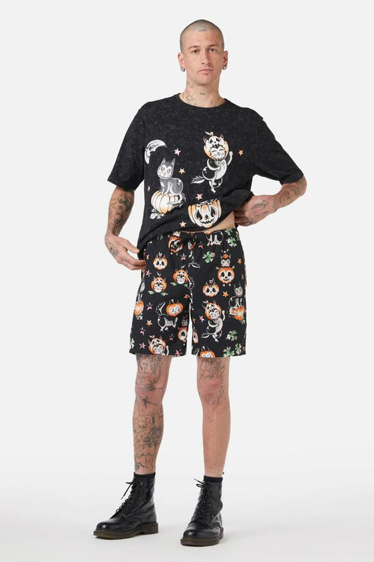 Image of a model wearing Shorts. Productname: Pumpkin Patch Trunk in Black colour by brand - Black Friday