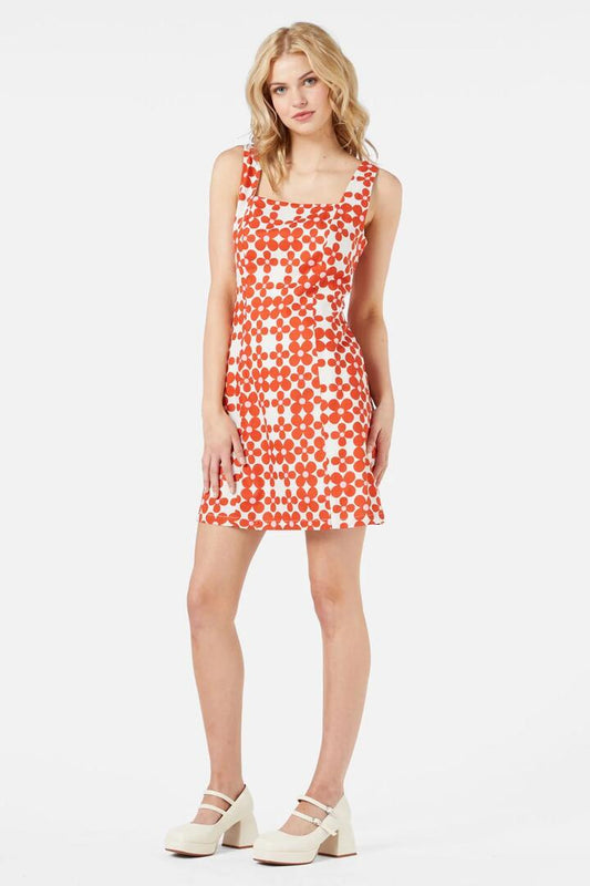 Image of a model wearing Dress. Productname: Juni Mini Dress in Orange colour by brand - Princess Highway