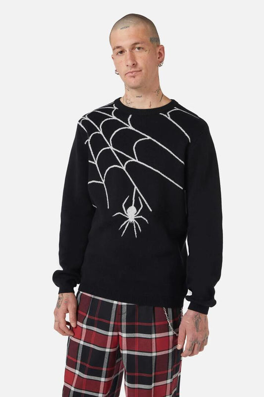 Image of a model wearing Tops. Productname: Webbed Knit in Black colour by brand - Black Friday