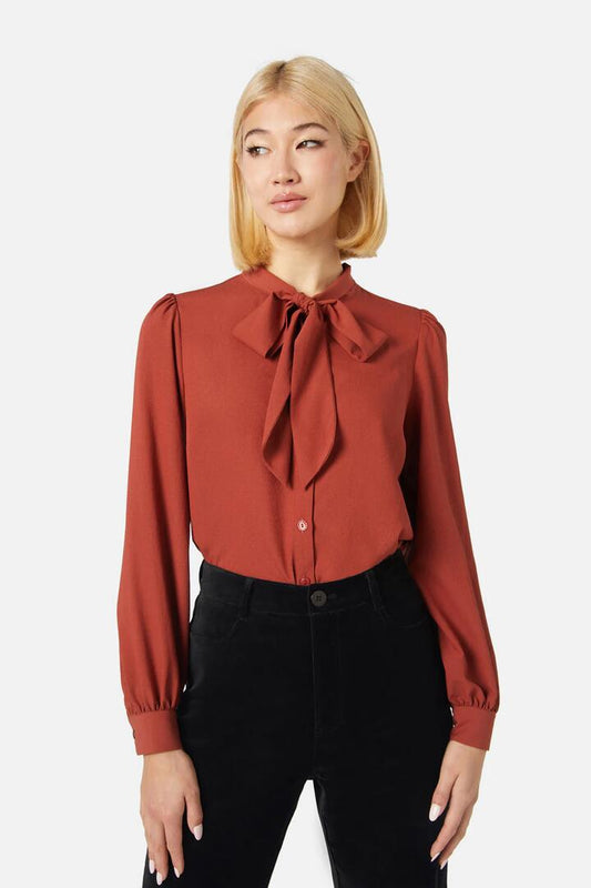 Image of a model wearing Tops. Productname: Sunday Blouse in Black colour by brand - Princess Highway