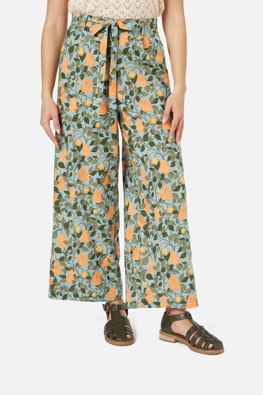 Image of a model wearing Pants. Productname: Pear Vine Pant in Sage colour by brand - Princess Highway