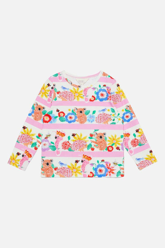 Image of a model wearing Tops. Productname: Yard Stripe Kids Tee in Multi colour by brand - Princess Highway Kids