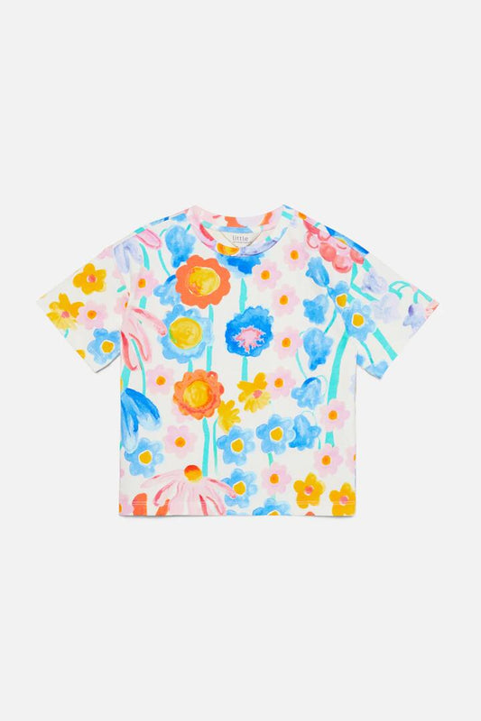 Image of a model wearing Tops. Productname: Fantasy Kids SS Tee in White colour by brand - Princess Highway Kids