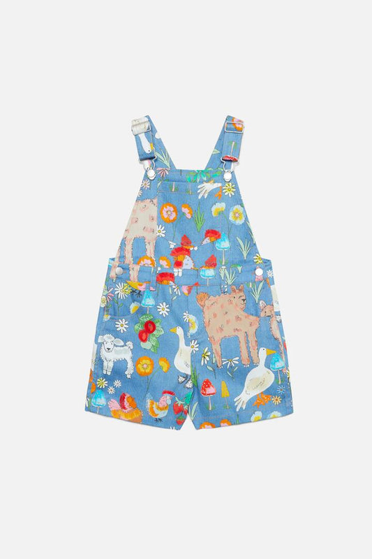 Image of a model wearing Pants. Productname: Farm Kids Overalls in Denim colour by brand - Princess Highway Kids
