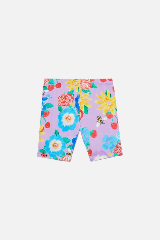 Image of a model wearing Shorts. Productname: Periwinkle Kids Bike Shorts in Lilac colour by brand - Princess Highway Kids