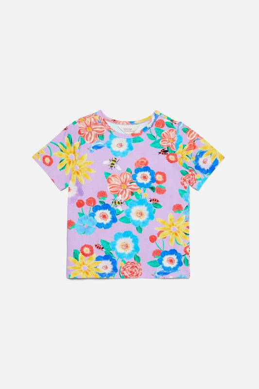 Image of a model wearing Tops. Productname: Periwinkle Kids SS Tee in Lilac colour by brand - Princess Highway Kids