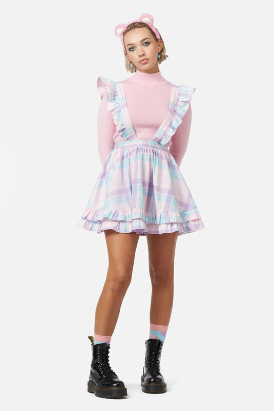 Image of a model wearing Dress. Productname: Abyss Tartan Mini Pini in Multi colour by brand - Dangerfield