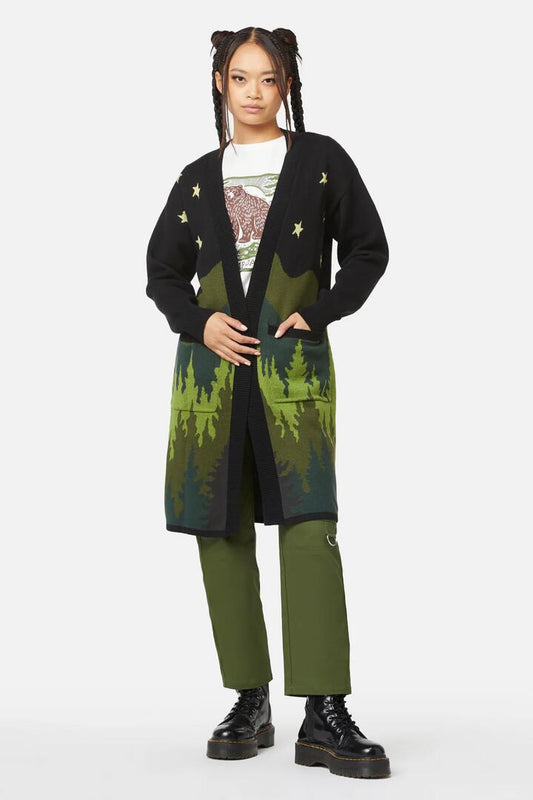 Image of a model wearing Outerwear. Productname: Landscape Cardigan in Multi colour by brand - Dangerfield