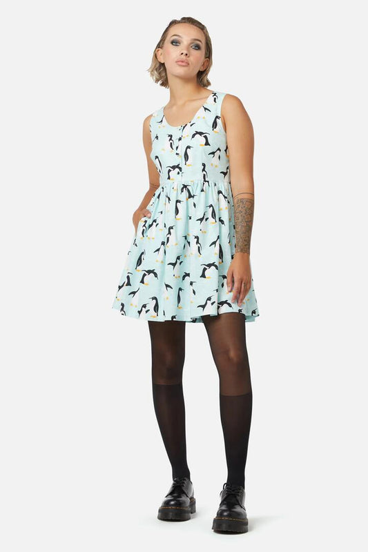 Image of a model wearing Dress. Productname: Penguin Dress in Blue colour by brand - Dangerfield