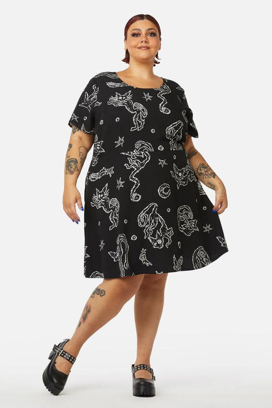 Image of a model wearing Dress. Productname: Curve Shadows Dress in Black colour by brand - Black Friday