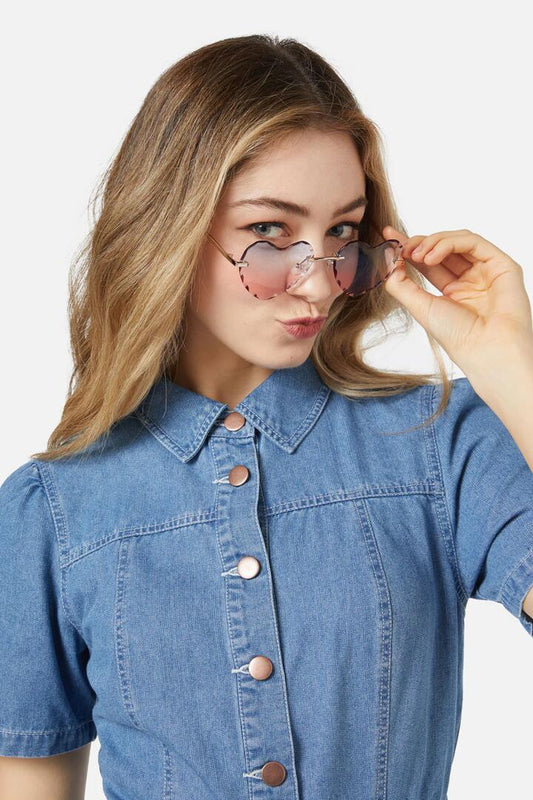 Image of Sunglasses. Productname: Blue Pink Heart Sunglasses in Blue/Pink colour by brand - Princess Highway