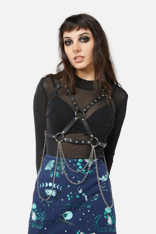 Image of Lingerie. Productname: Stud & Chain Chest Harness in Black colour by brand - Black Friday