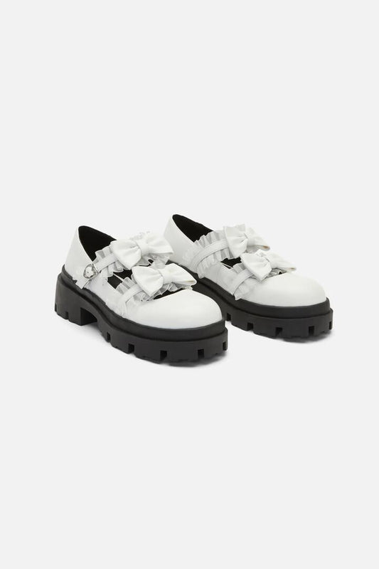 Image of Footwear. Productname: White Bow Shoe in White colour by brand - Dangerfield