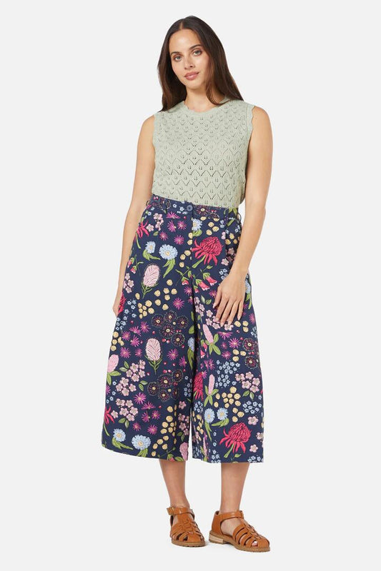 Image of a model wearing Skirts. Productname: Bouquet Skort in Navy colour by brand - Princess Highway