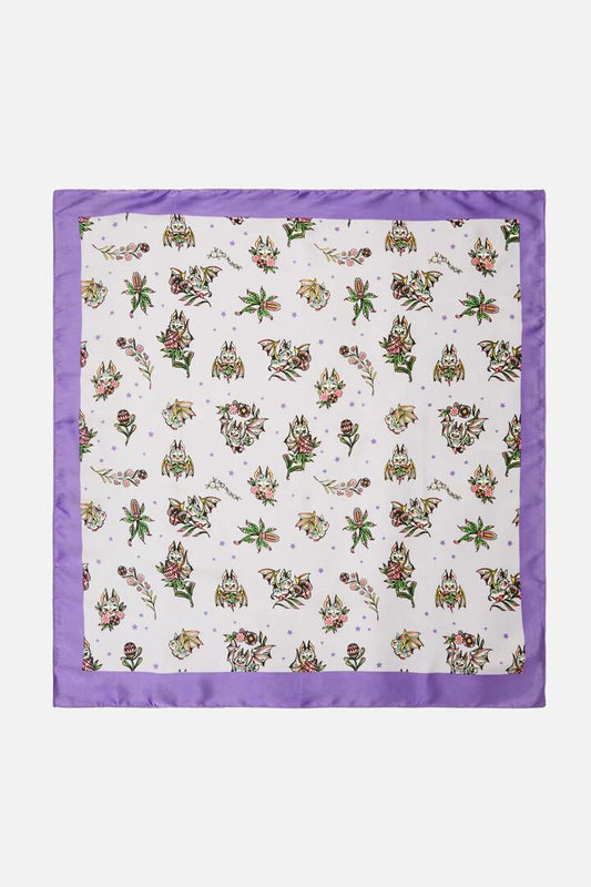 Image of Accessories. Productname: Fruity Bats Satin Scarf in Lilac colour by brand - Black Friday