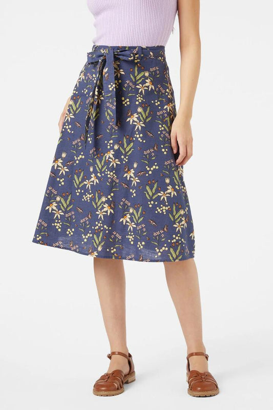 Image of a model wearing Skirts. Productname: Dreamy Native Skirt in Navy colour by brand - Princess Highway