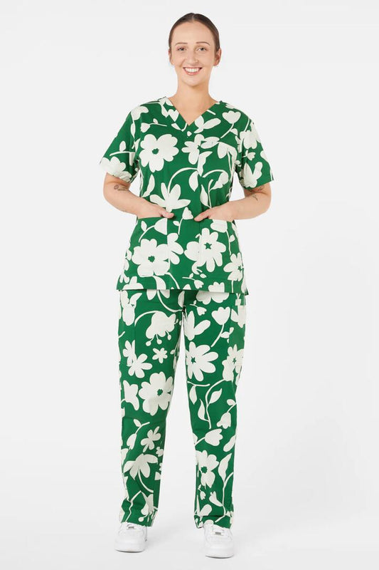 Image of a model wearing Uniforms & Workwear. Productname: Nancy Scrubs Set in Green colour by brand - Princess Highway