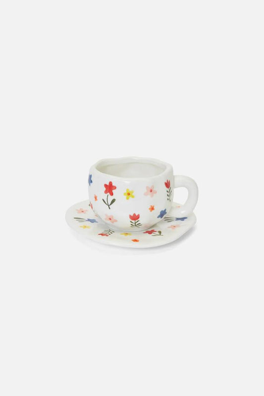 Image of Kitchen & Dining. Productname: Flower Cup & Saucer in Cream colour by brand - Princess Highway