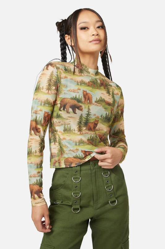 Image of a model wearing Tops. Productname: Beary Cute Top in Multi colour by brand - Dangerfield