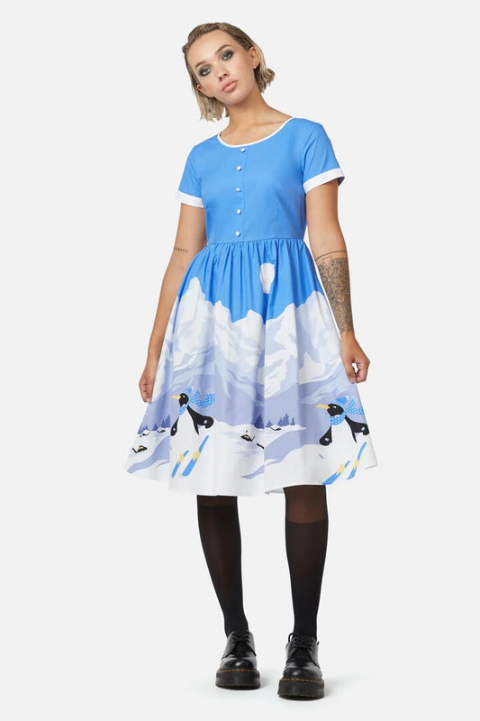 Image of a model wearing Dress. Productname: Winter Wonderland Dress in Multi colour by brand - Dangerfield