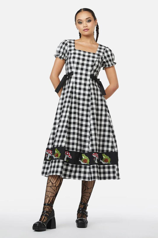 Image of a model wearing Dress. Productname: Toadstool Dress in Cream colour by brand - Black Friday