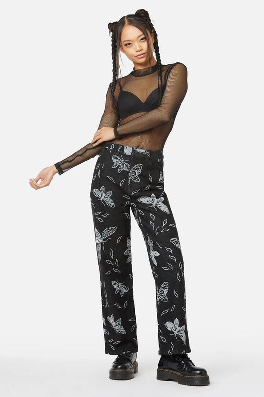 Image of a model wearing Pants. Productname: Larvae Flocked Pant in Black colour by brand - Black Friday