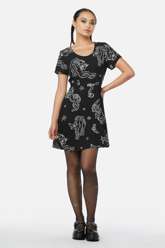 Image of a model wearing Dress. Productname: Shadows Dress in Black colour by brand - Black Friday