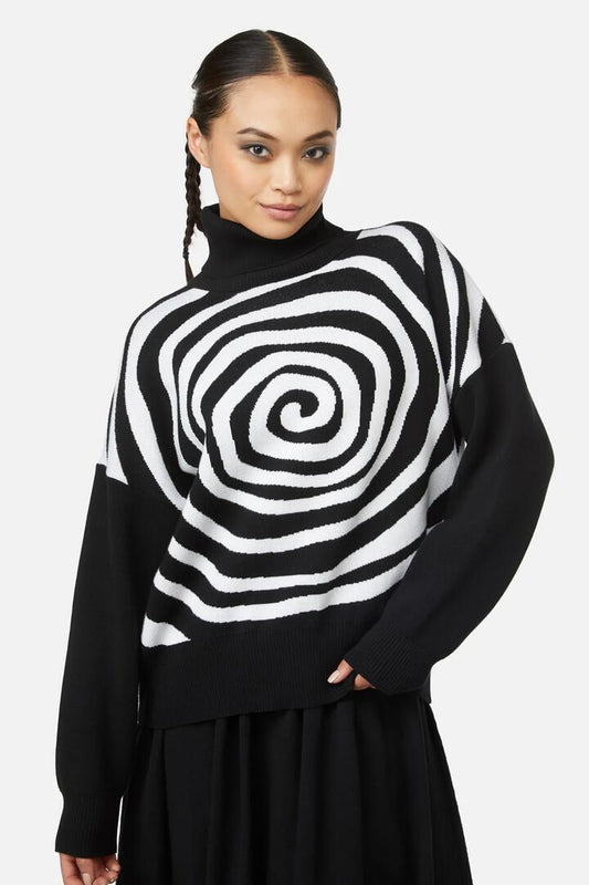 Image of a model wearing Tops. Productname: Jiji Knit in Black/White colour by brand - Black Friday
