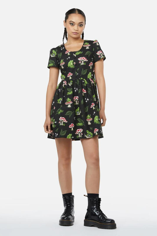 Image of a model wearing Dress. Productname: Frog Friends Dress in Multi colour by brand - Black Friday