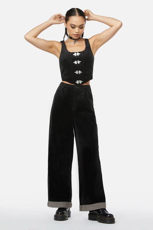 Image of a model wearing Pants. Productname: Snail Mail Pant in Black colour by brand - Black Friday