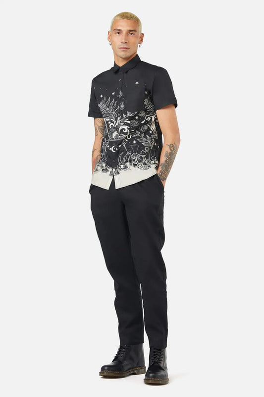Image of a model wearing Tops. Productname: Witches Room Border Shirt in Black colour by brand - Black Friday