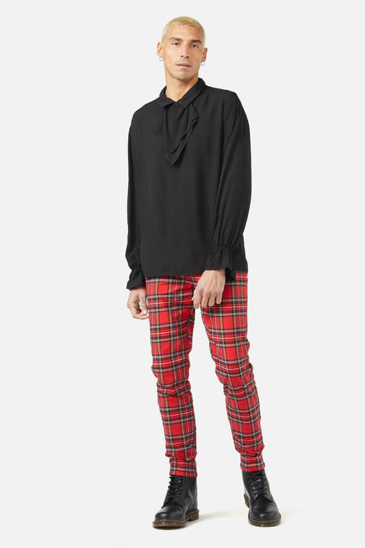 Image of a model wearing Tops. Productname: Fighting Evil Cravat Blouse in Black colour by brand - Dangerfield