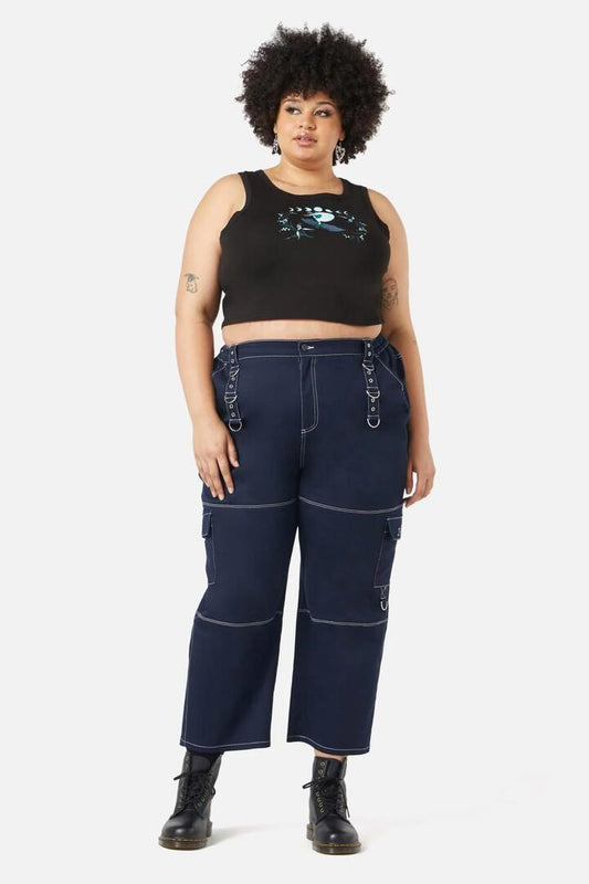 Image of a model wearing Tops. Productname: Curve Nocturnal Tank in Black colour by brand - Black Friday